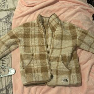 plaid white and caramel soft zip up